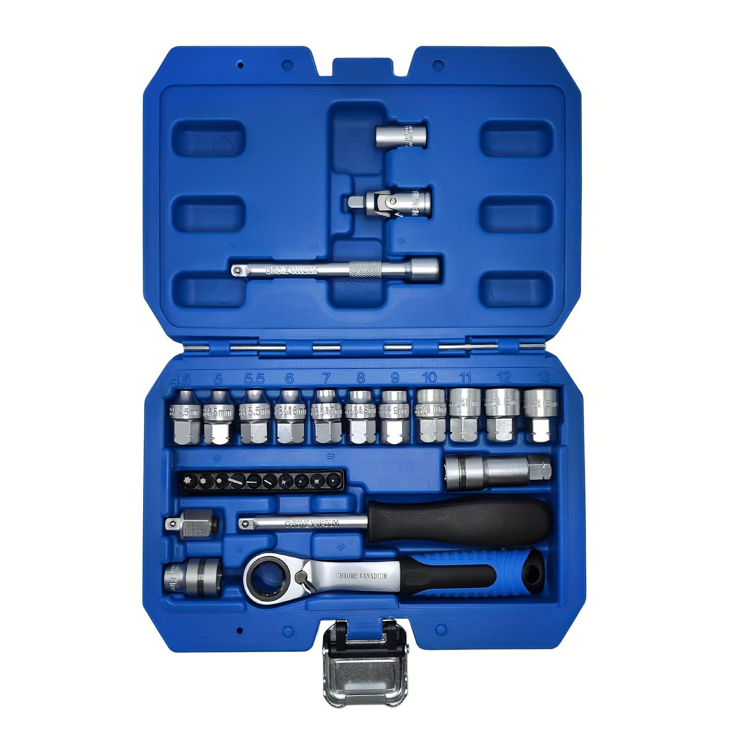 TEMU 29pcs Pass Through Socket Set, 1/4 Inch Drive Socket Set, Wrench Socket Set, Ratchet Set With Universal Joint, Deep Socket Set, Low Profile Go-through Socket Wrench Set