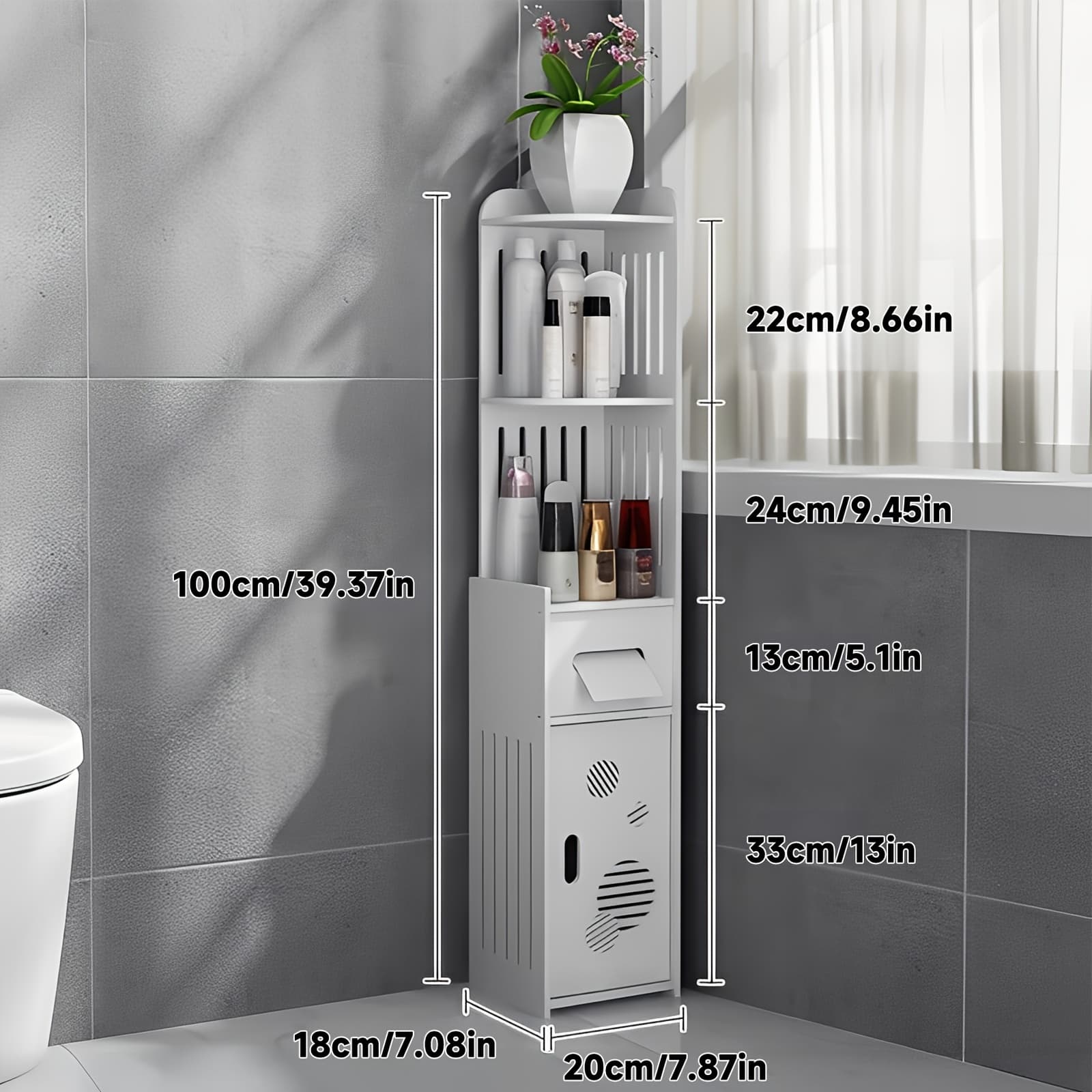TEMU Slim & Durable Pvc Storage Cabinet - Easy Assembly, Organizer For Bathroom, Bedroom, Living Room - White, Lovewe