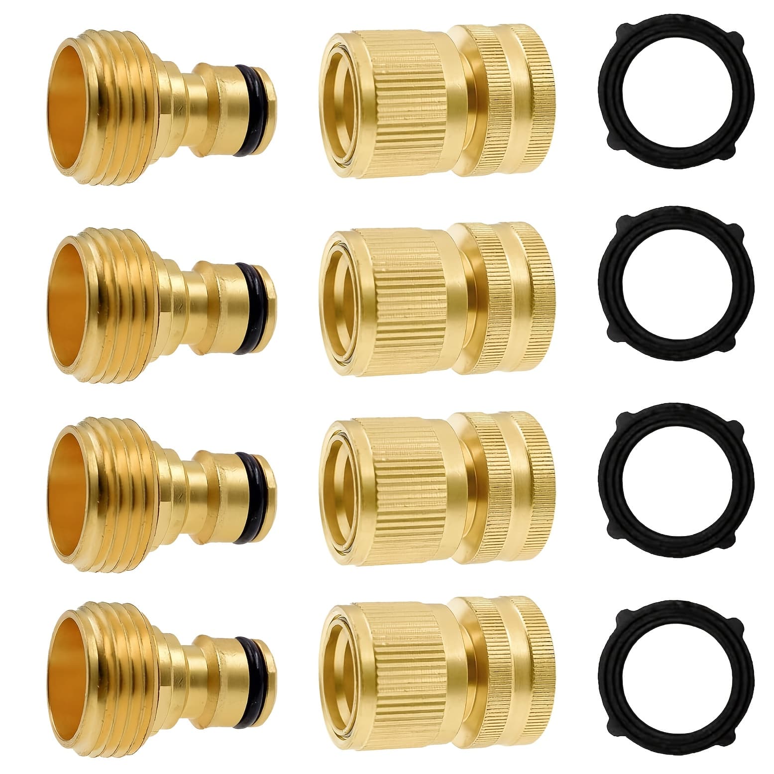 TEMU Garden Hose Quick Connector, Solid Brass 3/4 Inch Ght Thread Garden Quick Connect Kit, Male And Female Water Hose Fittings