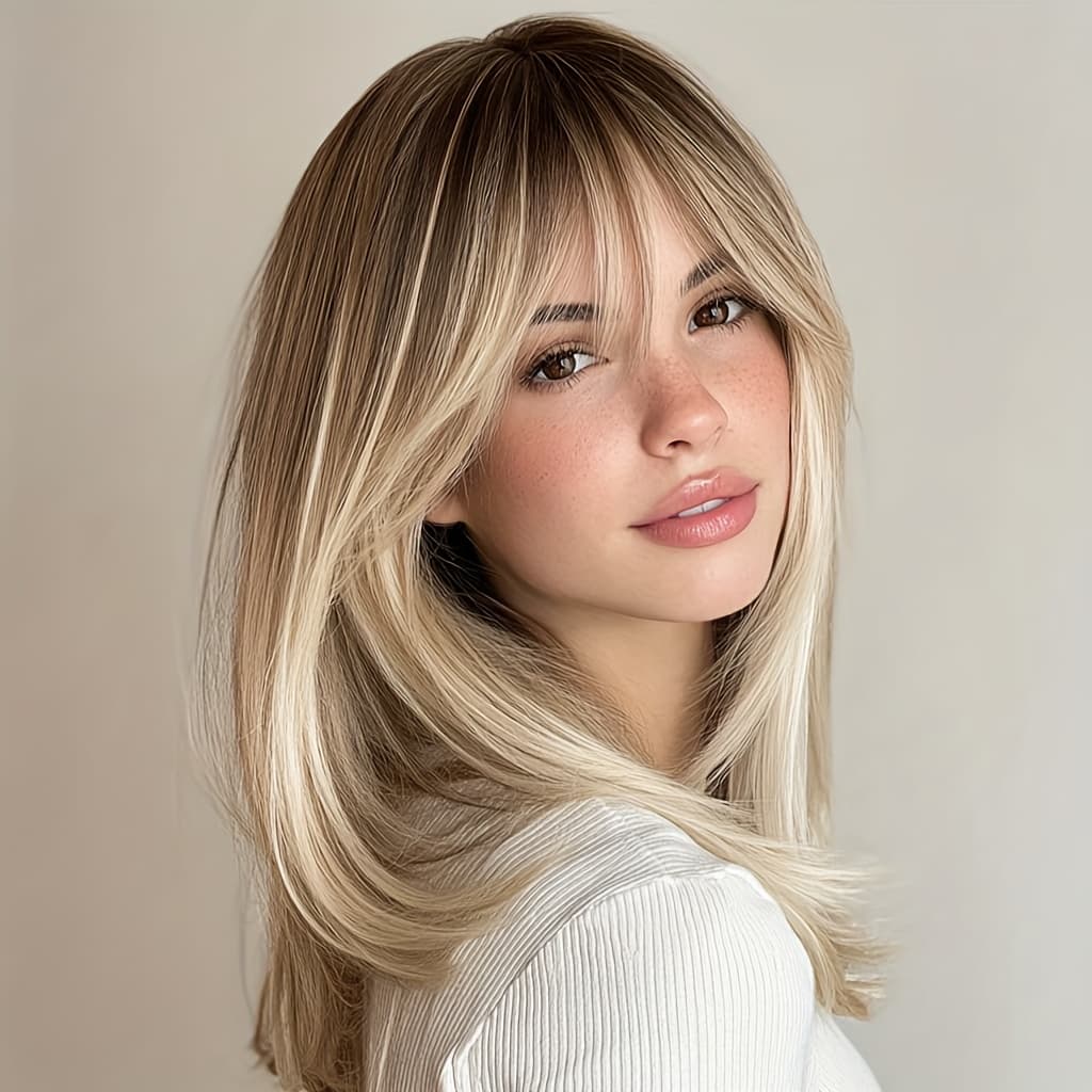 TEMU 18-inch Deep Golden Ombre Highlight White Synthetic Fiber Wig, Fluffy And Natural, Comfortable Adjustable , Suitable For , Festivals, Halloween, Christmas, Cosplay Parties, And Holiday Gifts