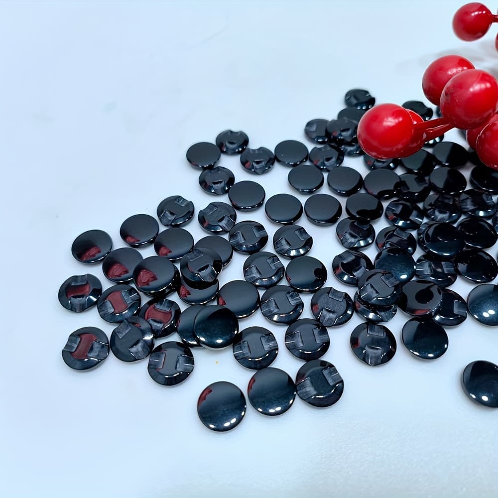 TEMU 50 Black Resin Buttons Measuring 1.2 Cm For Sewing Projects