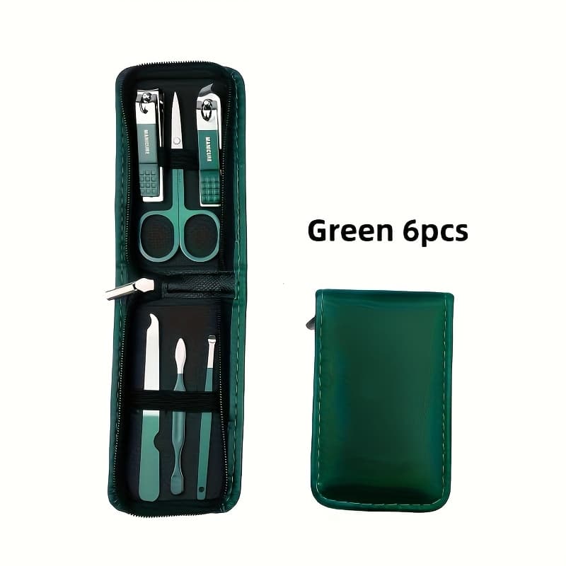 TEMU 6pcs Stainless Steel Nail Clipper Set, Manicure Care Tools With Ear Spoons, Alcohol- Care Tools, With Portable Case
