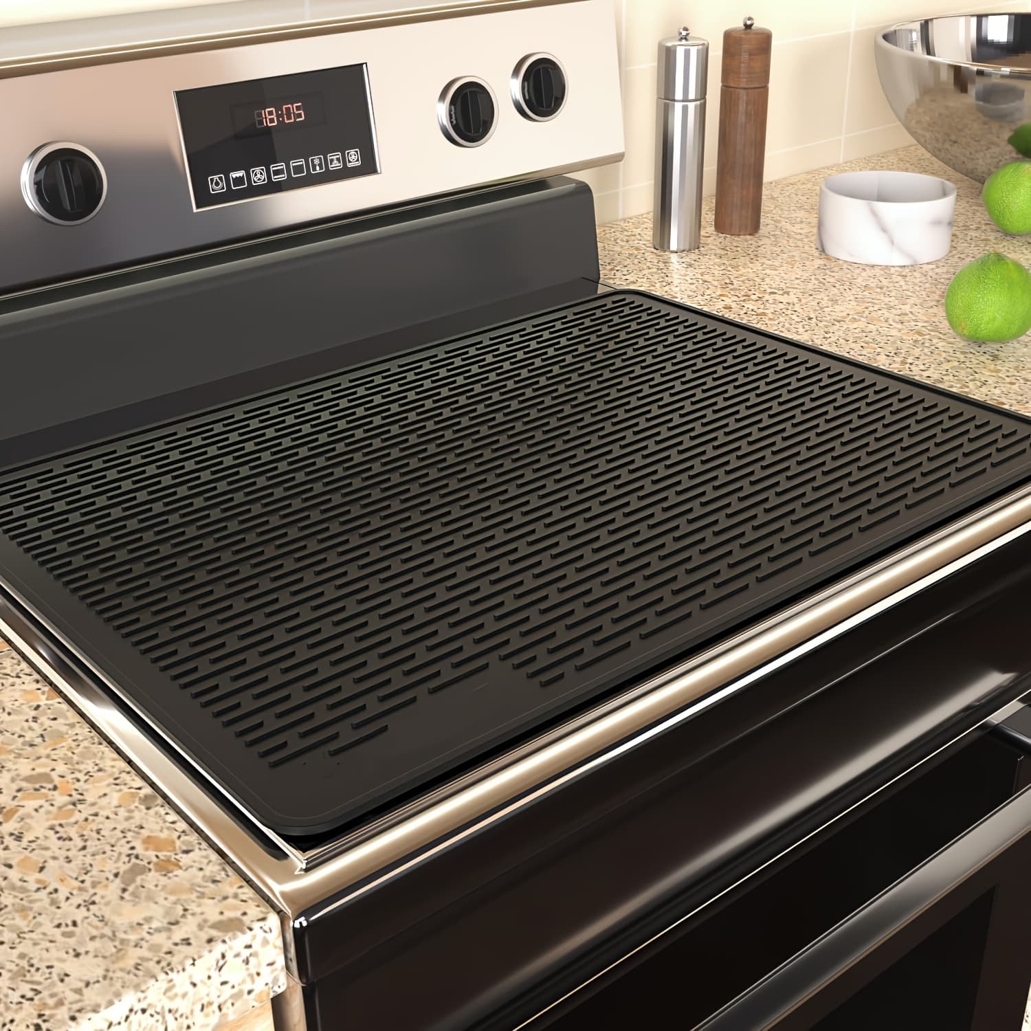 TEMU Electric Stove Cover Protection Pad - Glass Countertop Silicone Stove Cover, Glass Stove Protector, Kitchen Utensil Drying Pad, Electric Stove Cover