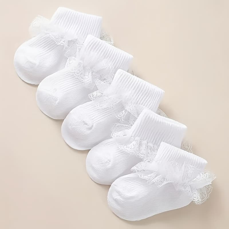 TEMU 5pairs Of Baby Socks For Children, Cute And Newborn Edge Socks, With A And Loose Cuffs, The For Babies