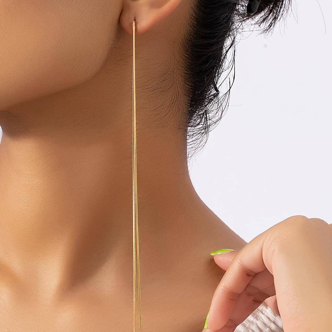 TEMU 1 Pair Long Tassel Earrings Women's Temperament Cold Style Ear Jewelry