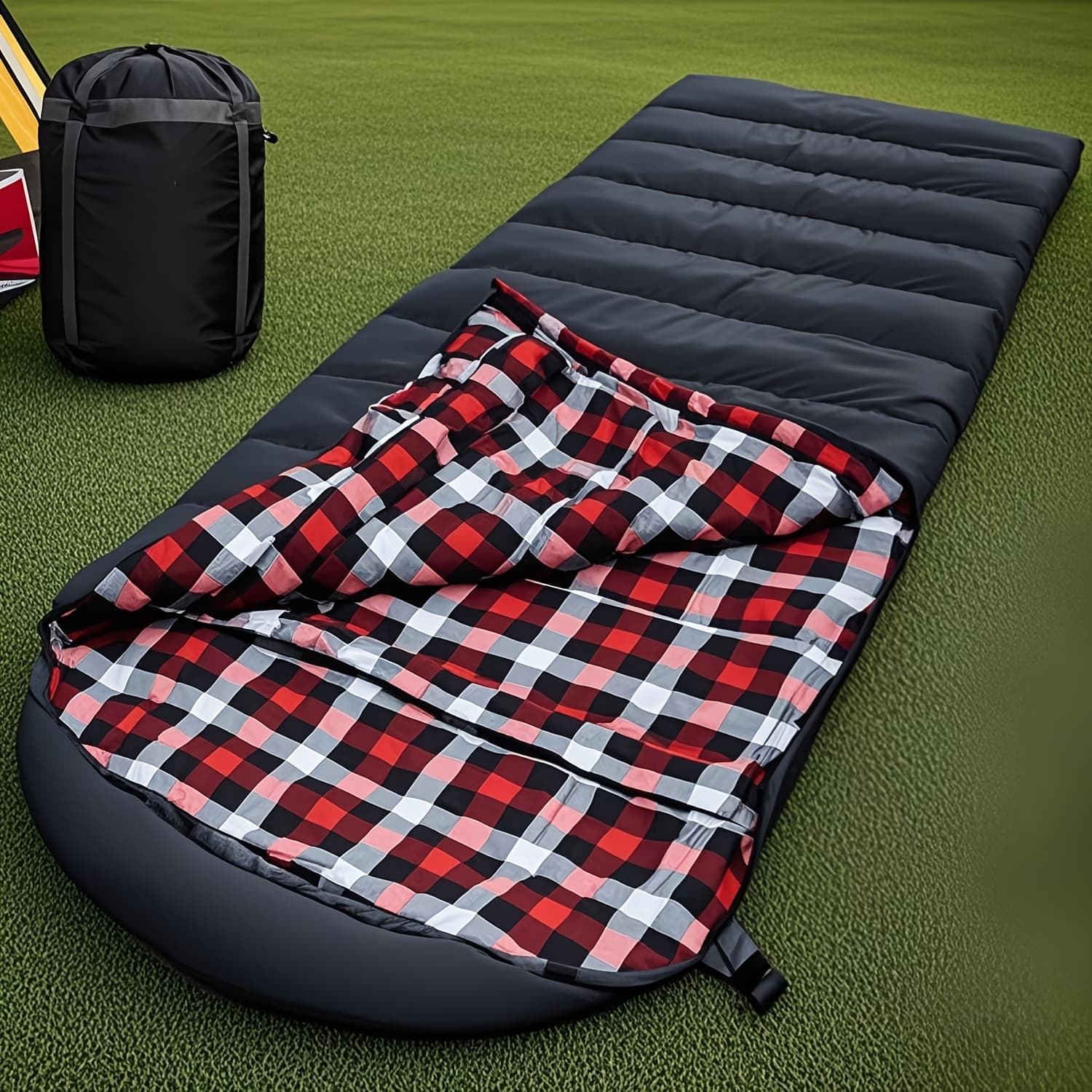 TEMU 0 Degree Sleeping Bag Flannel Xxl Cold Weather Winter Oversized Sleeping Bag For Adults Camping Big And Tall With Compression Sack