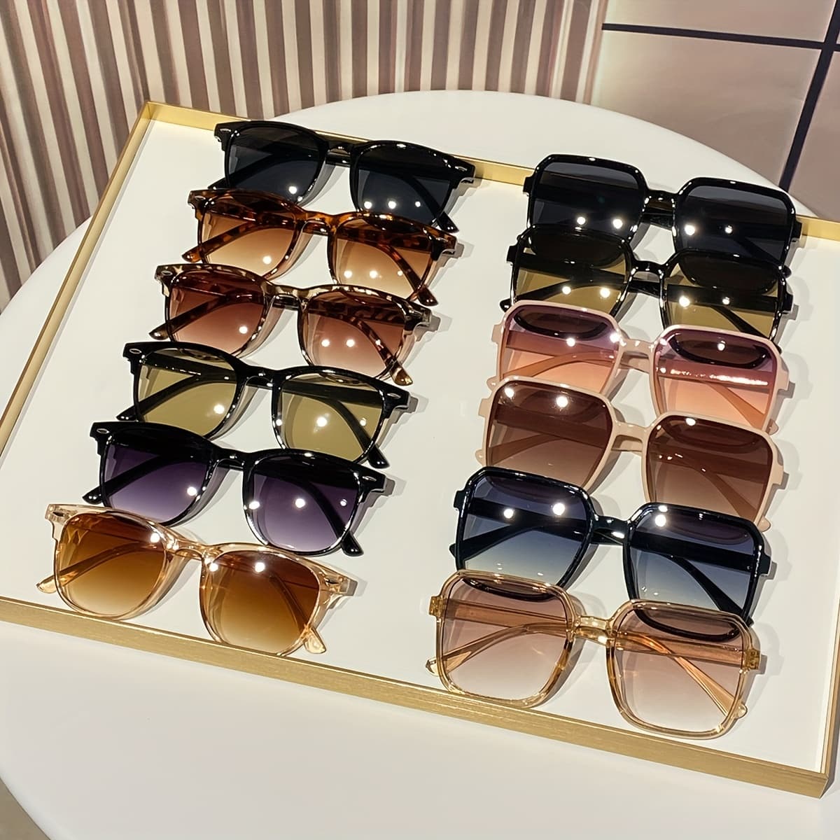 TEMU 12 Pairs Women' Oval & Square Rice Nail Ins Chic Minimalist High-end Fashion Glasses Suitable For Daily Wear