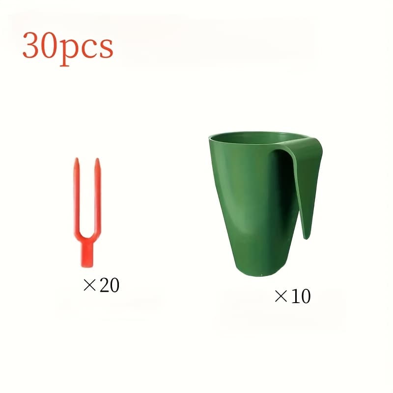TEMU 30pcs Pack, Green Plastic Strawberry Propagation Cups, Potted Strawberry Propagation Additions For Home Balcony Courtyard, Suitable For Hanging And Inserted Planting In Round And Square Pots