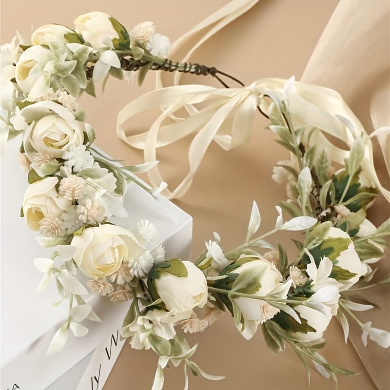 TEMU 1 Small Rose Gypsophila Aesthetic Wreath Suitable For Wedding Party