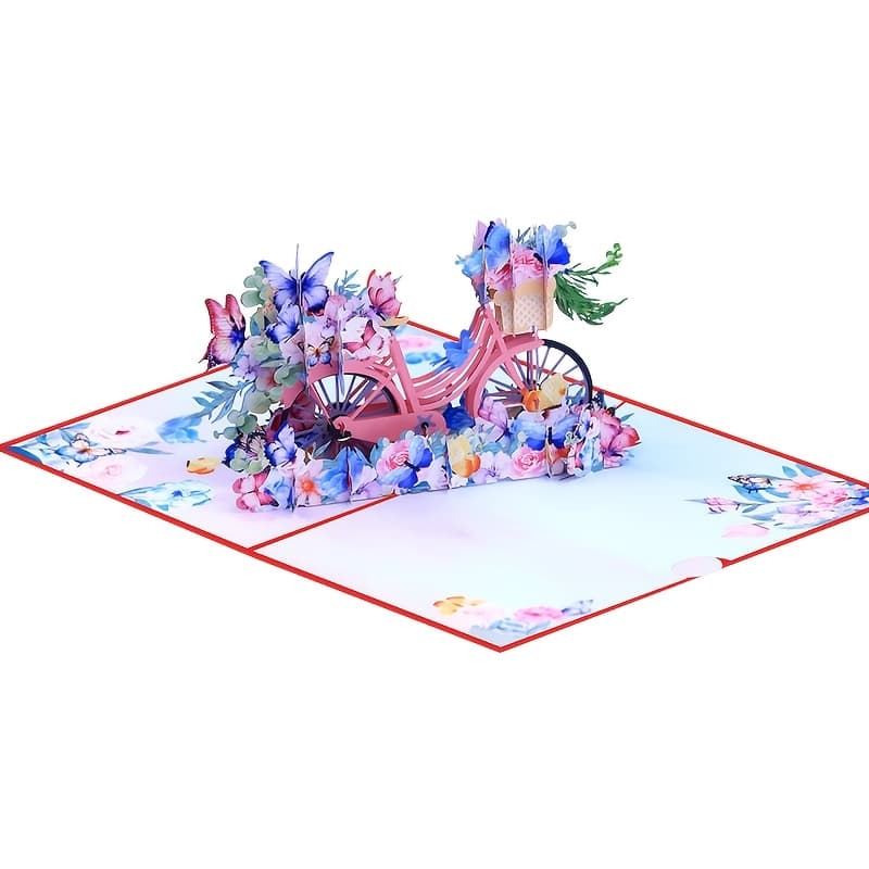 TEMU A Pink 3d Pop-up And Bike Greeting Card - Ideal For Birthdays, Anniversary And Special Occasions - Included Envelopes And Notes - Perfect Gift For Ladies, Moms, Wives And