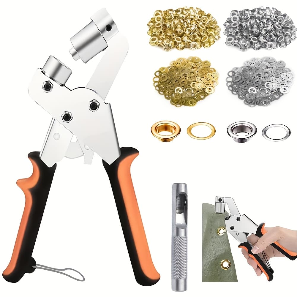 TEMU [ Complete Perforated Set With 200 10mm Rings ]- Perfect For Diy Waterproof Fabric, Artificial Leather And Waterproof , As Well As For Sewing And Handicrafts