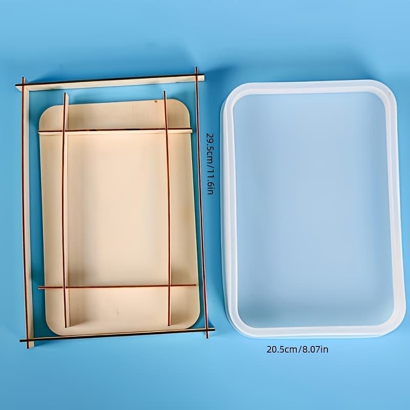 TEMU Resin Tray Mold, Rectangle Rolling Tray Molds For Resin, Sturdy Silicone Tray Molds With Edges, Large Rolling Tray Molds For Epoxy Resin