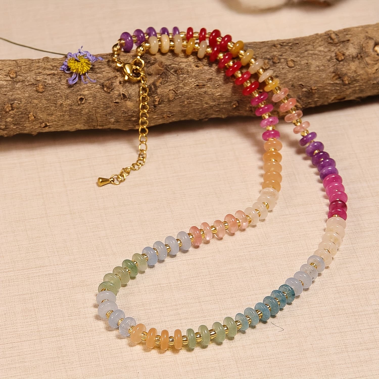 TEMU Colorful Translucent Natural Stone Necklace Vibrant Breath Necklace For Everyday & Vacation Everyday Surprise Gift, For Teenager