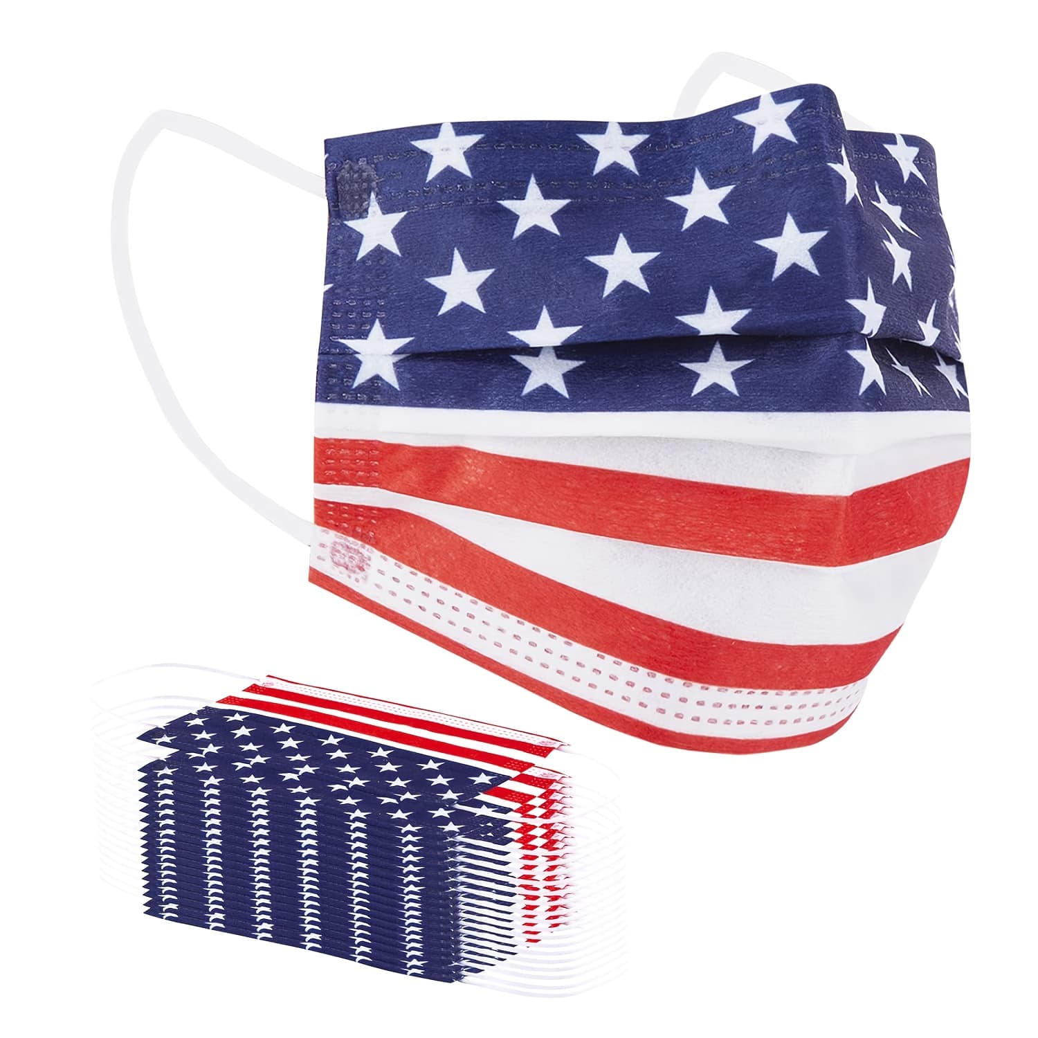 TEMU Pack Of 50 Decorative Face Masks Featuring A Patriotic Usa , Made With 3 Layers