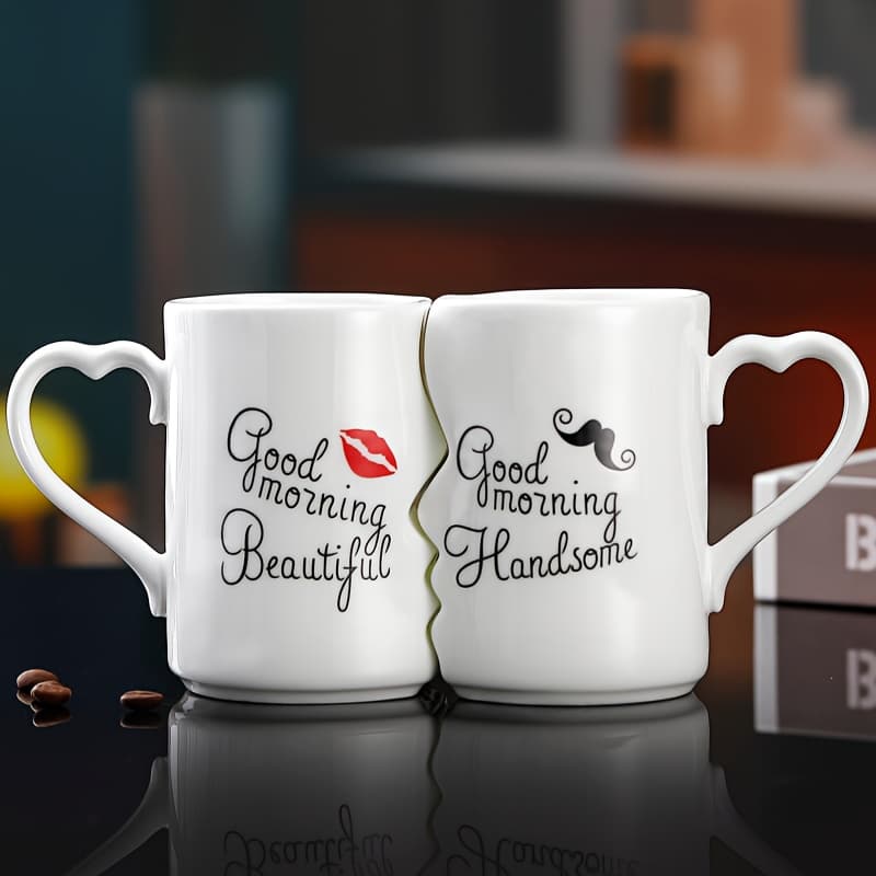 TEMU 2pcs, Kissing Ceramic Mug, Creative Couple Mug, , Kissing Mug, Drinking , Anniversary & Wedding Gift, Valentine's Day, Birthday, Engagement 360ml/12.1oz