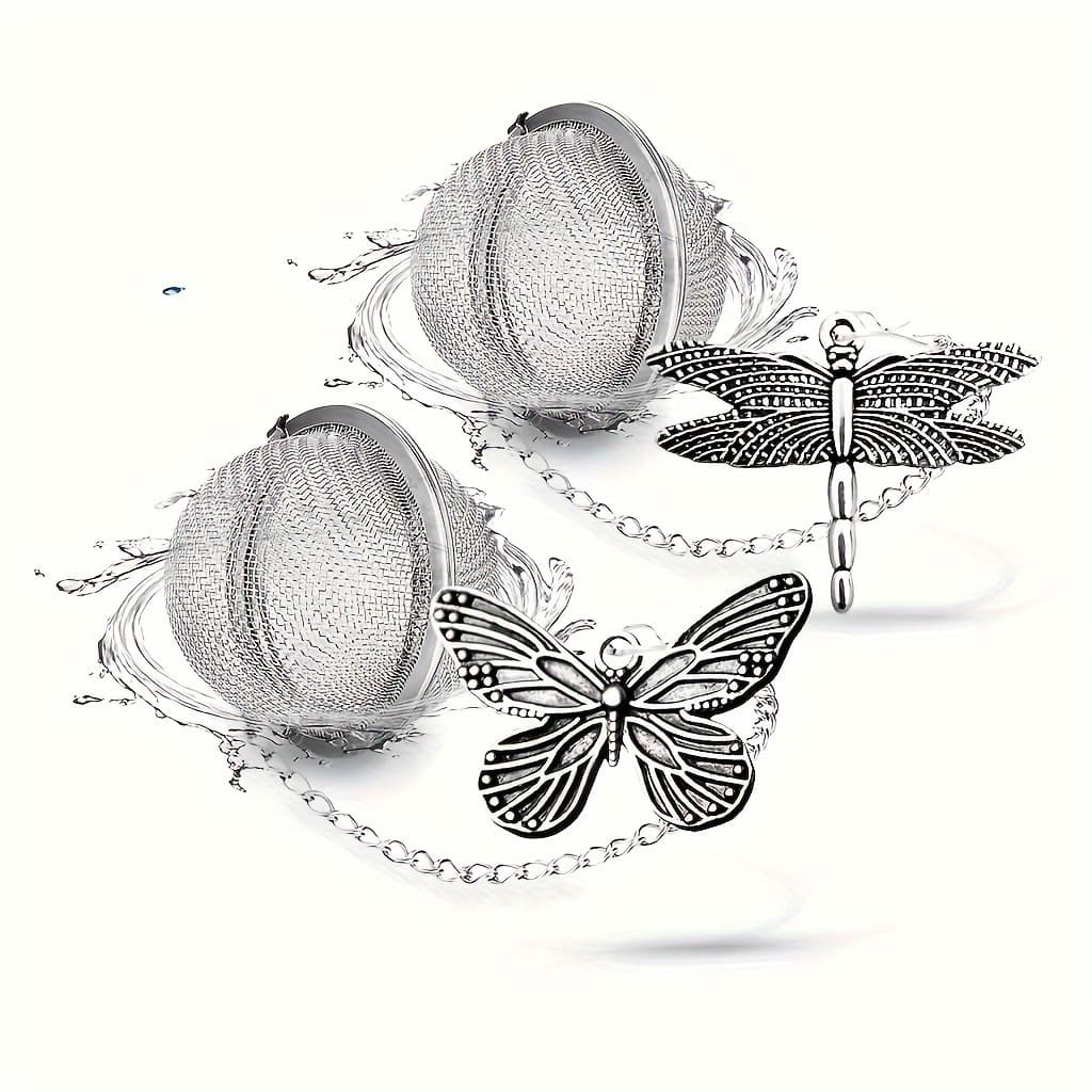 TEMU 2pcs Tea Infuser, Loose Leaf Tea Steeper Tea Strainer With Charm Handmade Dragonfly Pendant Tea Ball Tea Filter Tea Infusers For Loose Tea