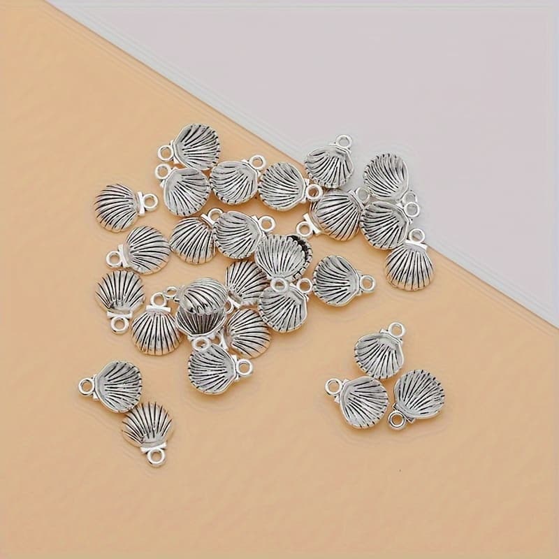 TEMU 30pcs Shell Sea Shells Charm Alloy Sea Shells Ancient Silvery Making Bracelet Diy Earrings Necklace Sea Shells Pendant Handmade