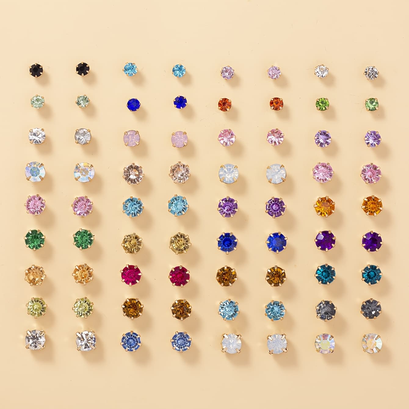 TEMU A Set Of 72pcs Fashionable, Easy, And Cute Earring Mega-set Women's Ear Studs Gift Casual Combination Jewelry Multi-piece Set Vacation Holiday Gift