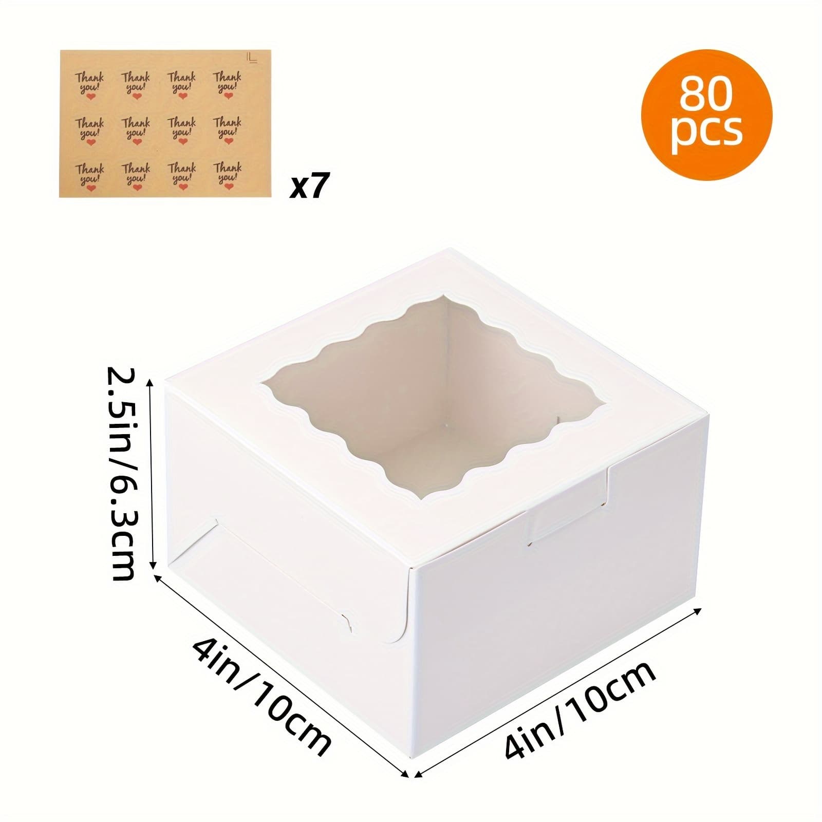 TEMU Tomnk 80pcs Small Cookie Boxes, 4x4x2.5in Boxes With Window, De , Treat Boxes, Cake Boxes Suitable For: Father's Day, Birthday Party, Wedding, Parties, Bridal Showers And