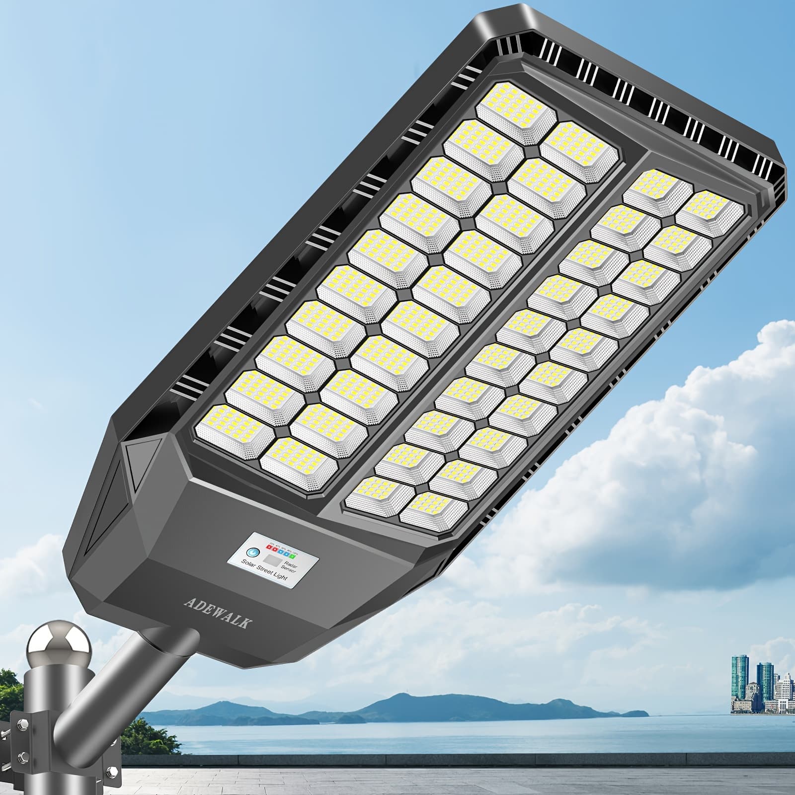 TEMU Ultra -large Solar Street Lights Outdoor Solar Lights, Dusk To Dawn, High Ip67 Waterproof Solar Security Flood Lights Motion Sensor With Remote Control