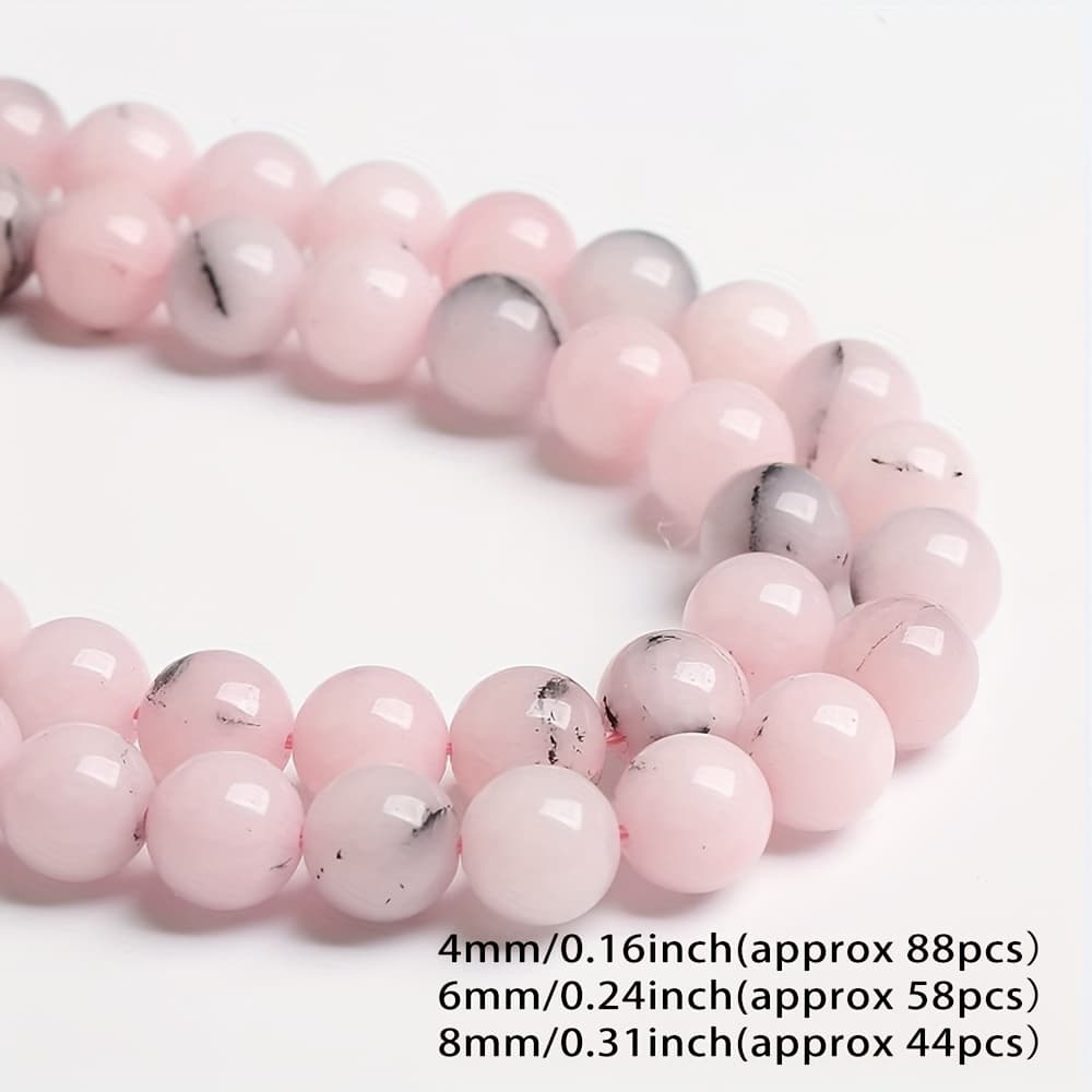 TEMU 88/58/44pcs 4/6/8mm Natural Stone Pink Chalcedony Spacer Loose Beads For Jewelry Making Diy Bracelet Necklace