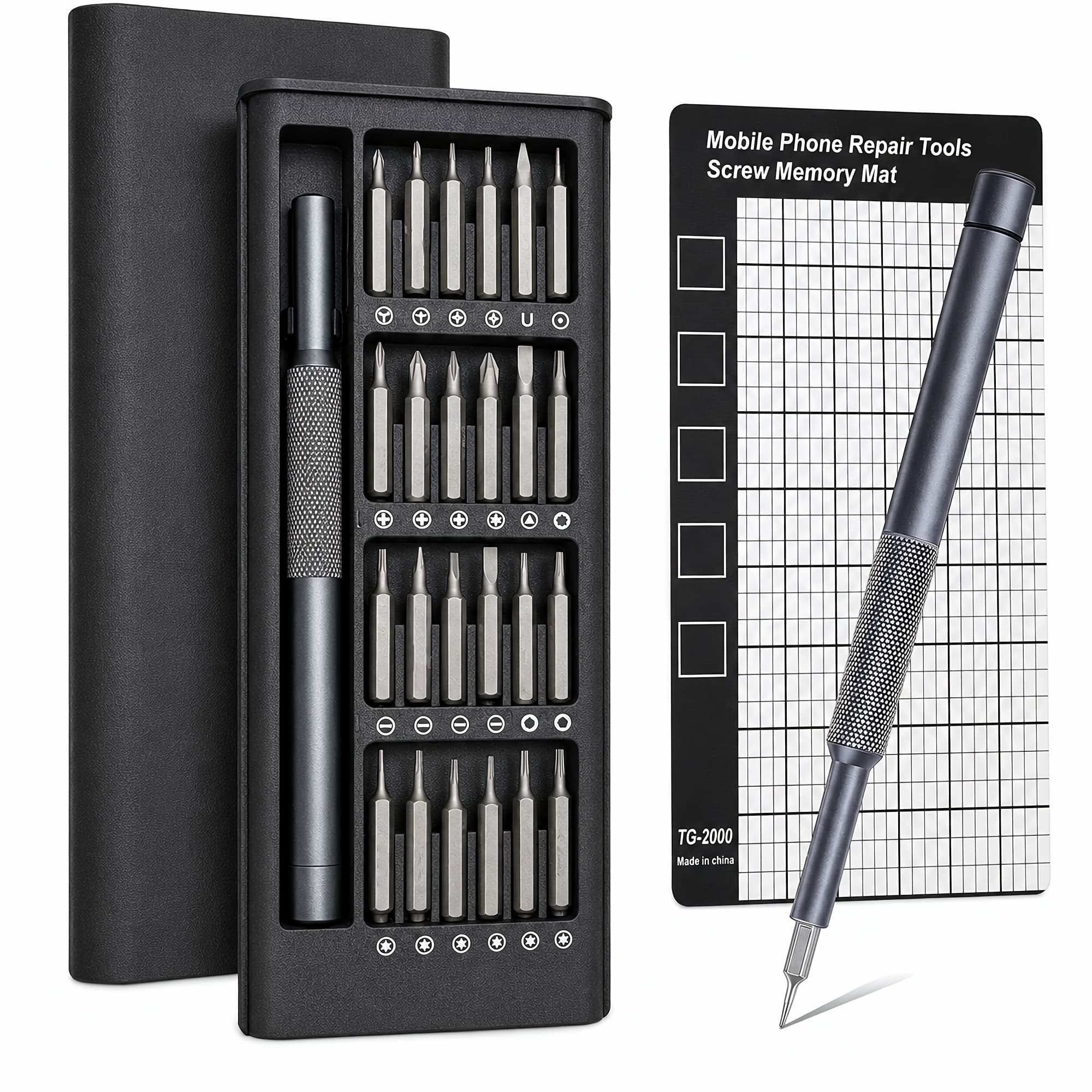 TEMU 25-in-1 Small Precision Screwdriver Set, Professional Magnetic Mini Repair Tool Kit For Phone, Computer, Watch, Laptop, Ring Doorbell, Eyeglass, Electronic, [bearing Steel] Screw Driver
