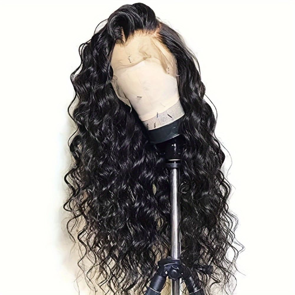 TEMU 13x4 Lace Front Wigs Long Black Hair Lace Wigs Loose Wave Hair Glueless Heat Resistant Synthetic Wavy Lace Front Wigs For Women