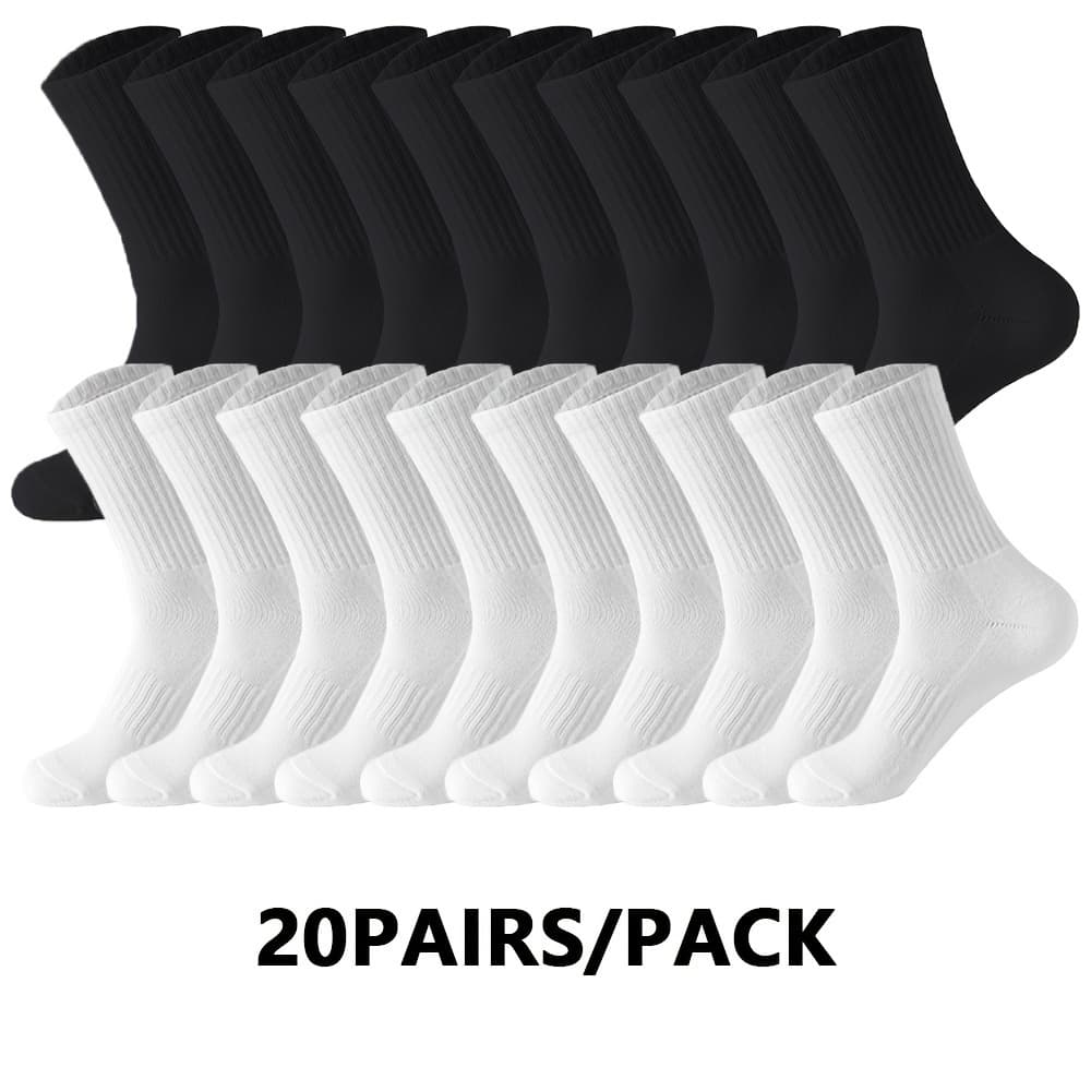TEMU 10/20 Pairs Men Women Mid-calf Socks, Solid Color, Comfortable Soft Knit Fabric Spring Summer Outdoor Sports Running Hiking Riding Socks