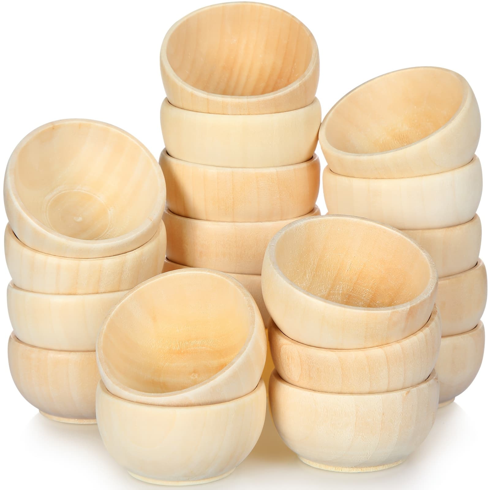 TEMU Set Of 40 Wood Small Bowls Unfinished Wood Sauce Bowl Wooden Mini Round Bowl Serving Craft Bowls Kitchen Condiment Bowls Unpainted Pinch Bowls For Salad Nuts Dips Spice Candy, 1..2 Inches