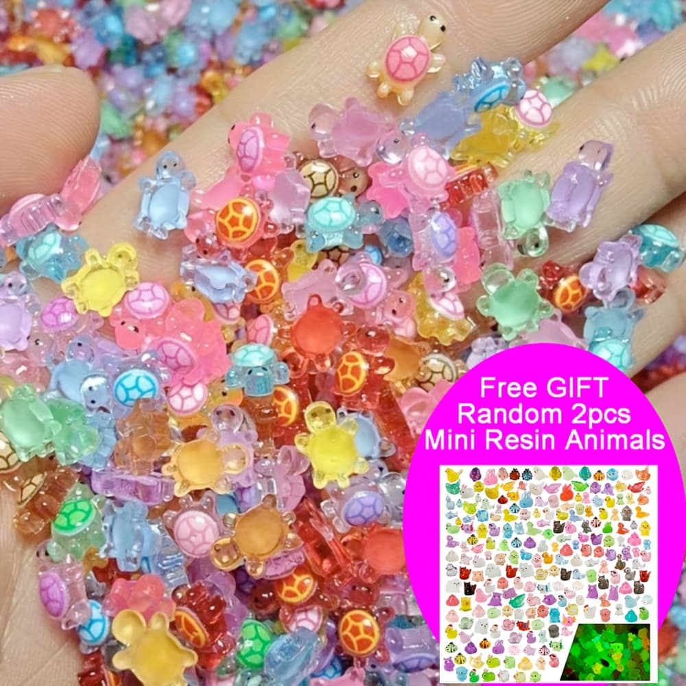 TEMU 180pcs -the-dark Mini Resin Turtles - Multicolor Tiny Turtle Figurines With Starfish Charms, Abs Resin Crafts For Fairy Gardens, Dollhouse Decor, Micro Landscapes & Outdoor Decoration