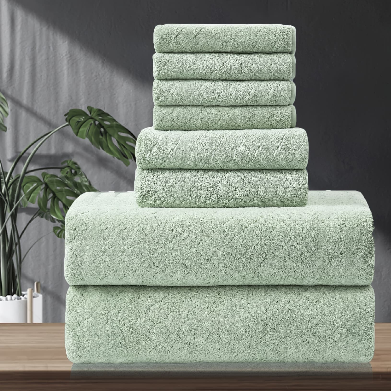 TEMU 8pcs Oversized Bath Towel Set-2 Extra Large Bath Towel Sheets, 2 Hand Towels, 4 Washcloths Soft Absorbent Quick Towels For Bathroom Beach Chair Hotel And Spa, Wash Cloths