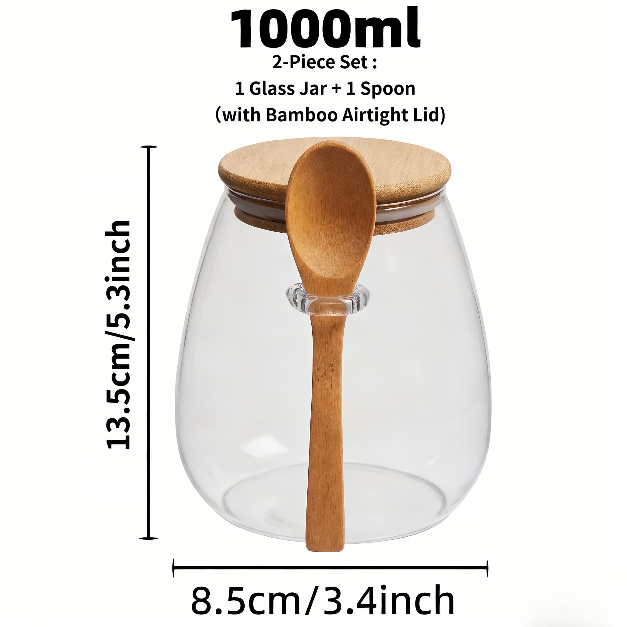 TEMU Sealed Glass Storage Jar + Spoon 2pcs Set, Sealed Glass Storage Jar With Spoon - Great For Storing Coffee, Sugar, Tea, Salt, Candy, And Spices - Organizer For Home, Restaurant, And Food Trucks
