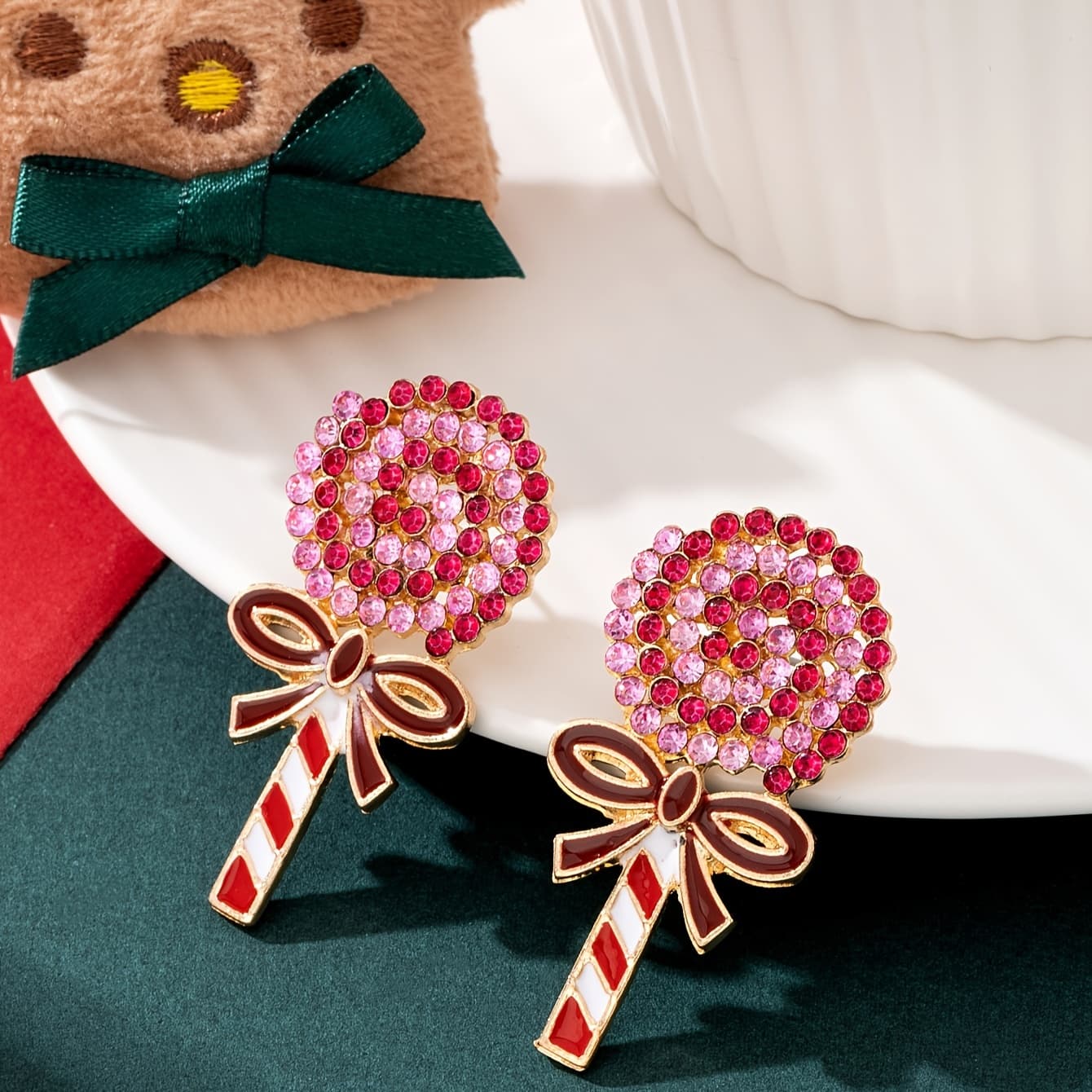 TEMU 1 Pair Of Christmas Colored Candy Earrings For Christmas