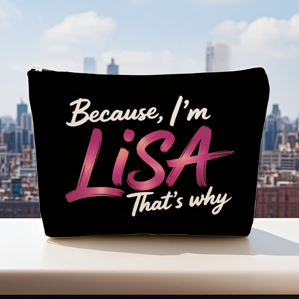 TEMU 1pc Makeup Bag, Toiletry Bag, Storage Pouch With Printed Text " I'm ", Fashionable Urban Style, Suitable For Women' Use, Travel Bag, Multi-functional Portable Organizer