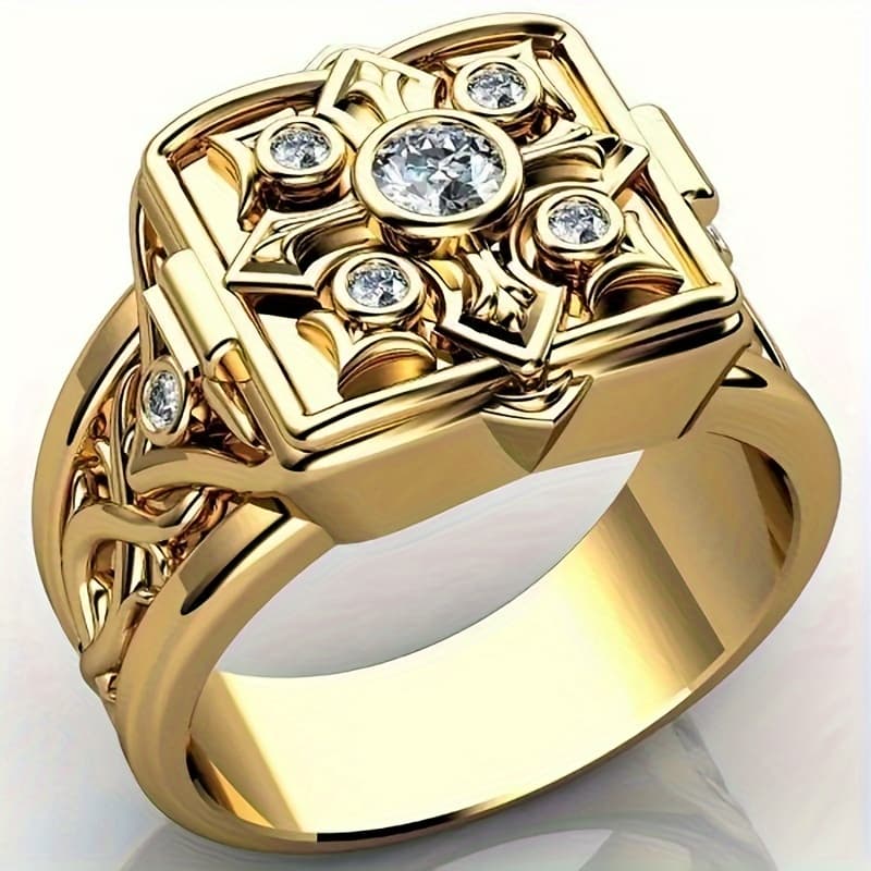 TEMU 1pc Vintage Fine Ring With Hidden Box Jewelry With Cubic Zirconia Accents For Christmas New Year Valentine's Day Gift