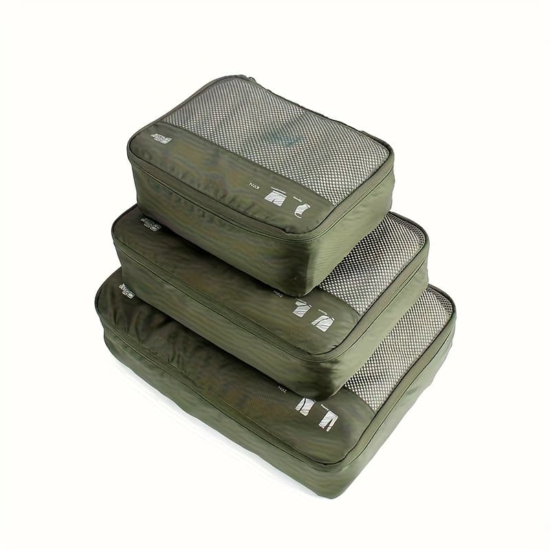 TEMU Luggage Organizer Bag, Suitable For Various Luggage Organization, Portable Compressible Travel Storage Bag, 3pcs Set For Clothing Classification, Mesh Breathable Travel Bag