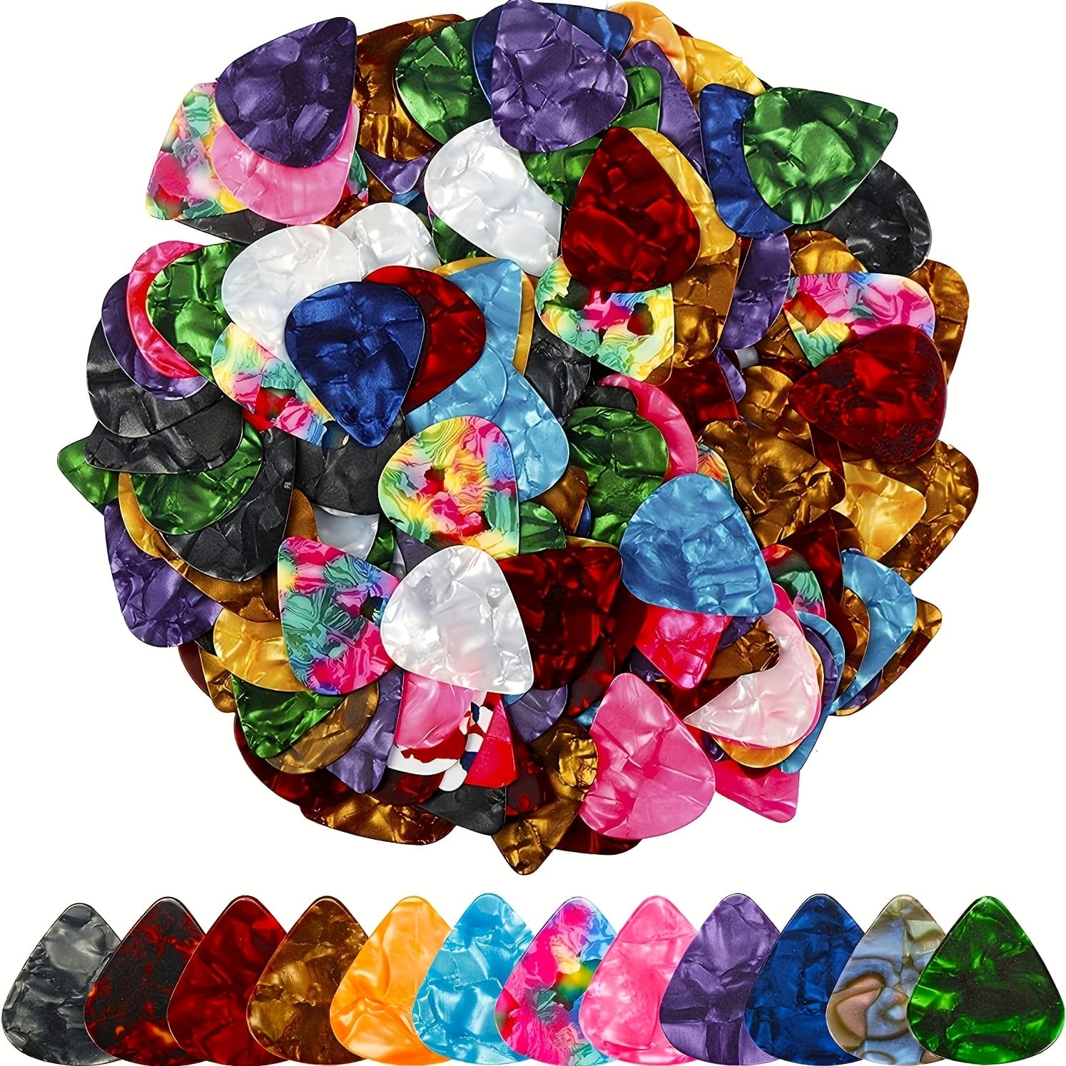 TEMU 50pcs Colorful Guitar Picks, 0.46mm Thick, Stylish Design, High-quality Accessories For Guitars - Suitable For Bass And Electric Guitars, Includes Violin Plectrums, Bass Guitar Picks