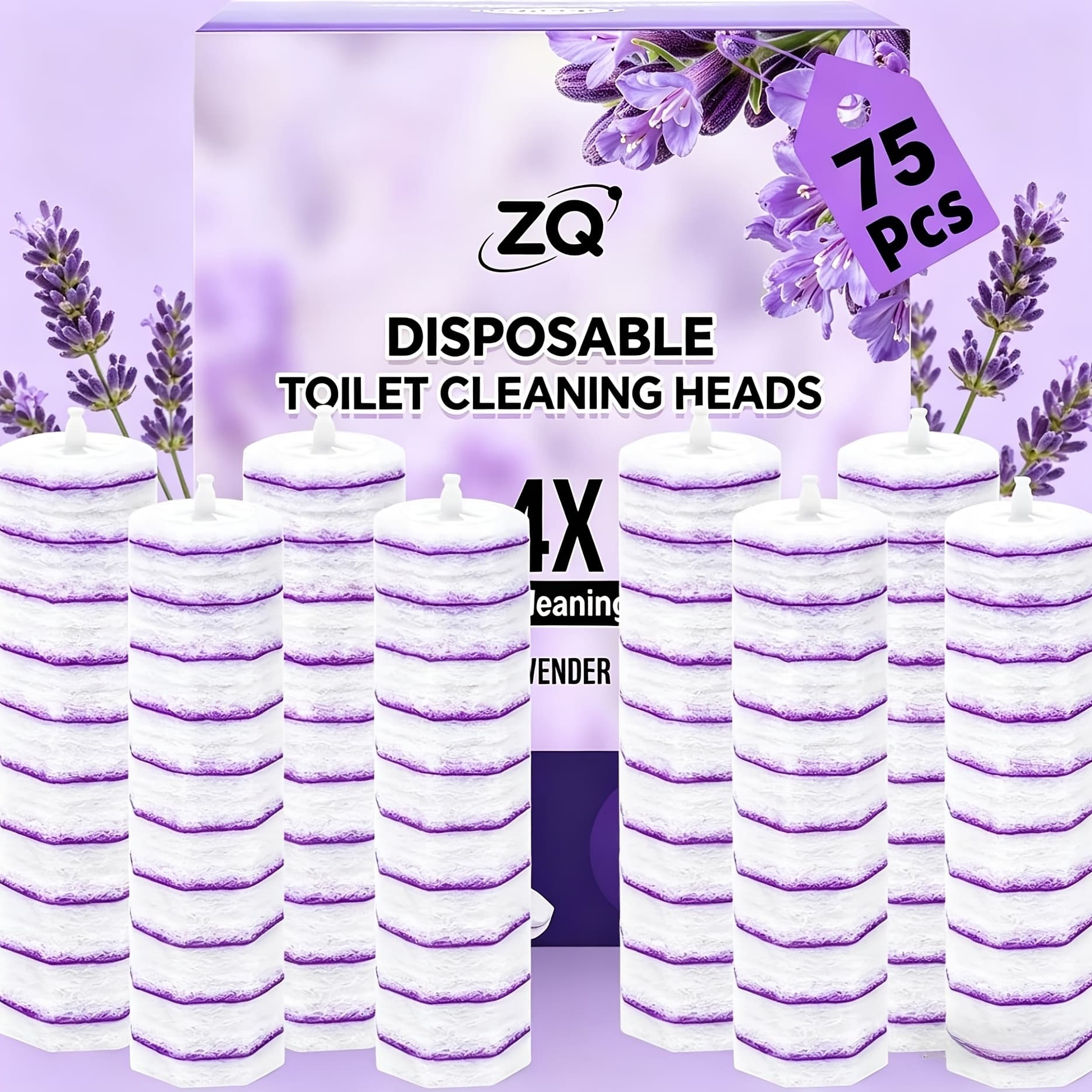 TEMU 75 Count Toilet Wand Refills, Light Scent Lavender, Upgraded Disposable Toilet Bowl Cleaner Wand Replacement For Bathroom Cleaning, No Falling Apart