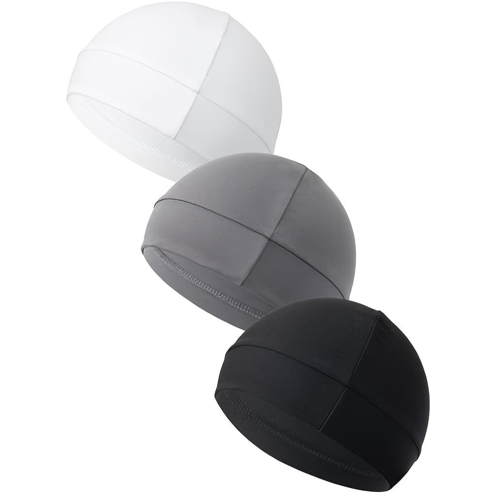 TEMU 3 Pack Unisex Solid Color Stretchy Caps & Liners - Breathable Multifunction Headwear Suitable For Biking, Sports, Motorcycling, For - Wear, Hand Washable, For Men And Women