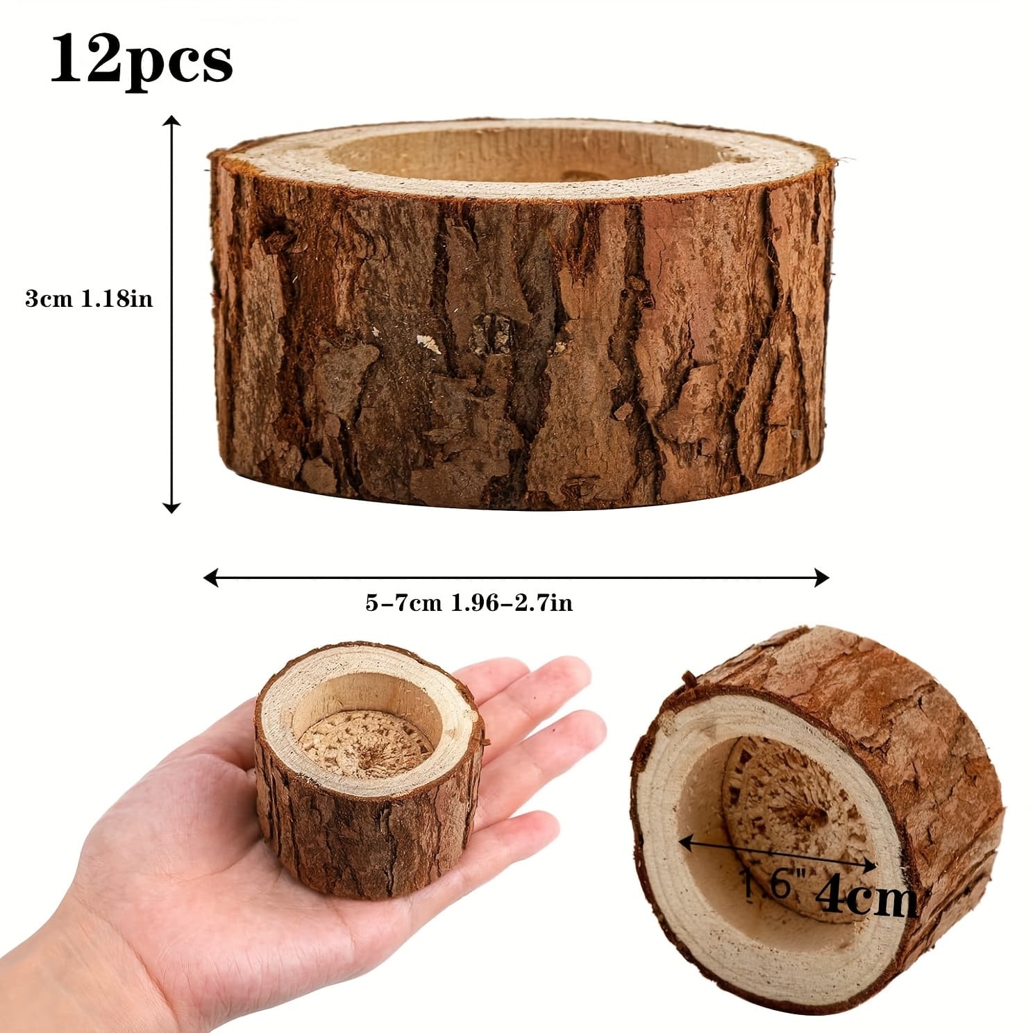 TEMU 12-pack Wooden Tea Candle Holders For Wedding Parties And Birthday Celebrations