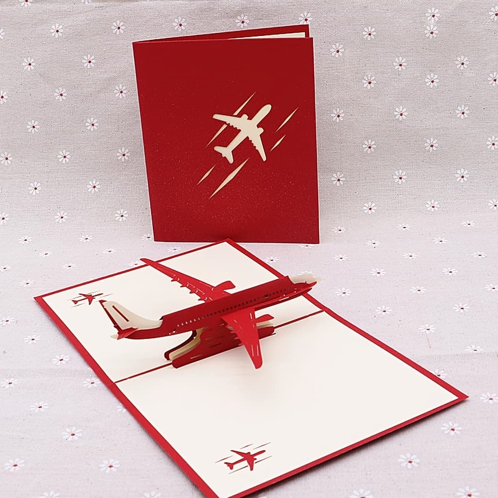 TEMU Red Airplane /grey Airplane/blue Airplane Pop Up Greeting Card For Happy Birthday Anniversary Graduation Congratulations Fathers Day Retirement Pilots Plane Travelers