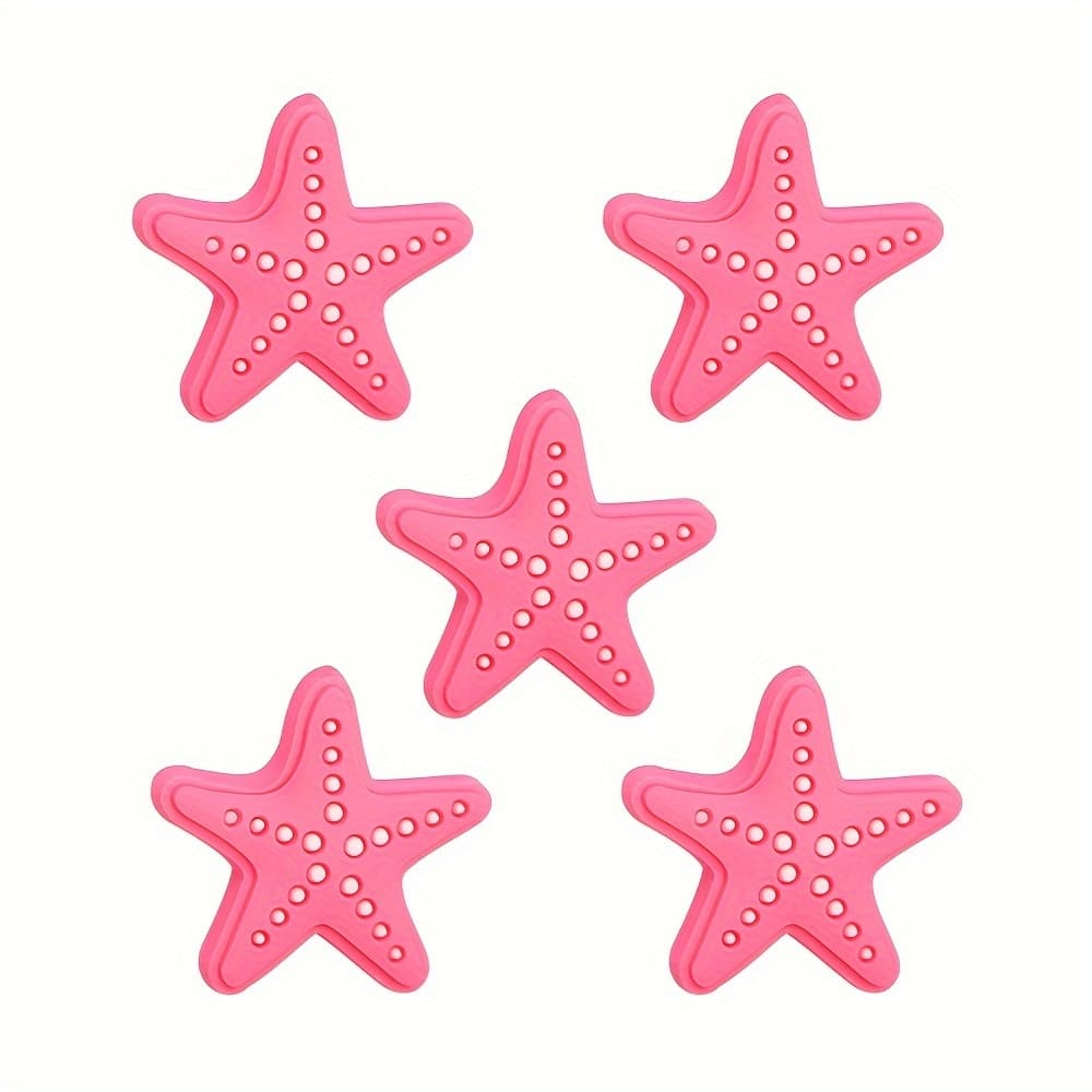 TEMU 5pcs Realistic Soft Plastic Pink Starfish Beads - Marine-themed Making Charms, Sea Beads For Necklace, Bracelet, Keychain (no Pen Included) - For Crafters Of All Skill Levels