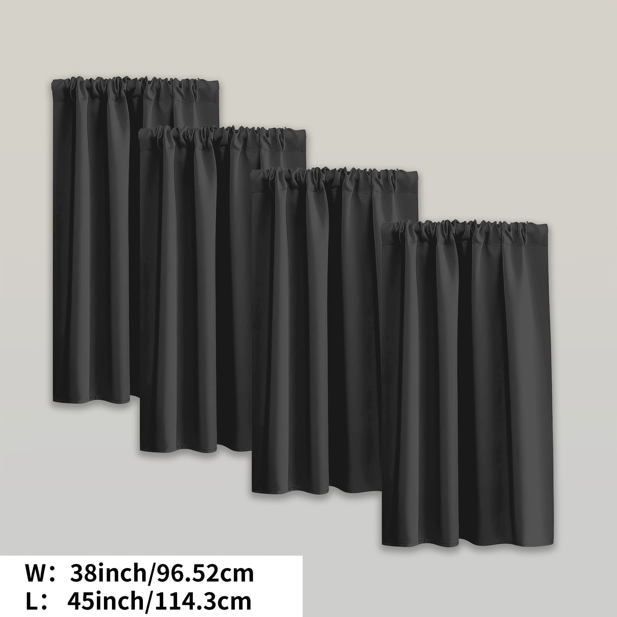 TEMU 4 Panels Blackout Curtains Room Insulation Darkening Noise Reduction Curtain Rod Pocket Curtains Bedroom Living Room Office Home Decor