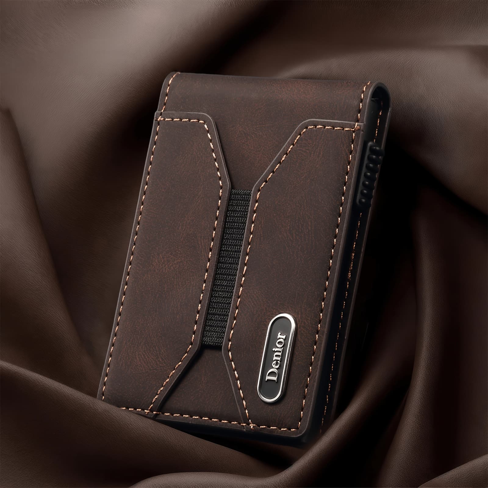TEMU Denior Men' Pop-up Magnetic Wallet With Zipper Coin Pocket, Magnetic Button Closure, Colors, Perfect For Gifts