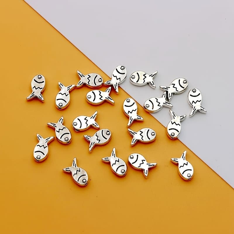 TEMU 20pcs Marine Animal Fish Beads Fish Spacer Bead Fish Charm Alloy Ancient Silvery Tibetan Silvery Making Bracelets Diy Necklaces Marine Animal Fish Beads Accessories