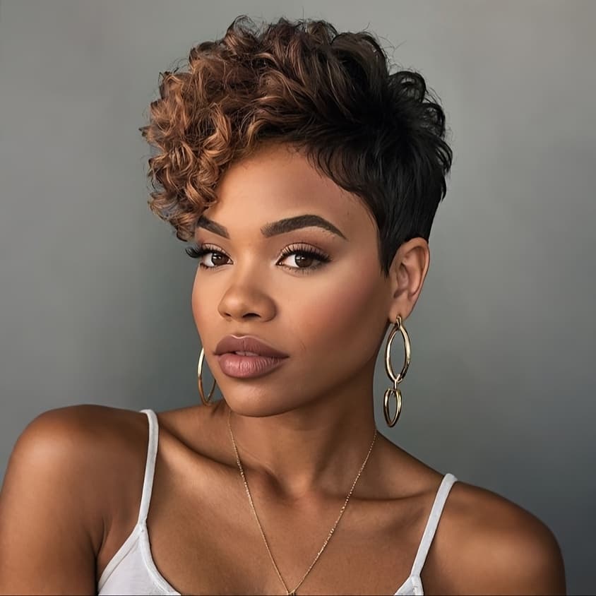 TEMU Nicelatus Short Ombre Wig Featuring Short Curly Styles And A Cut, Designed With Curly Bangs. Synthetic Wigs Are Perfect For Women, Suitable For Halloween, Christmas Parties