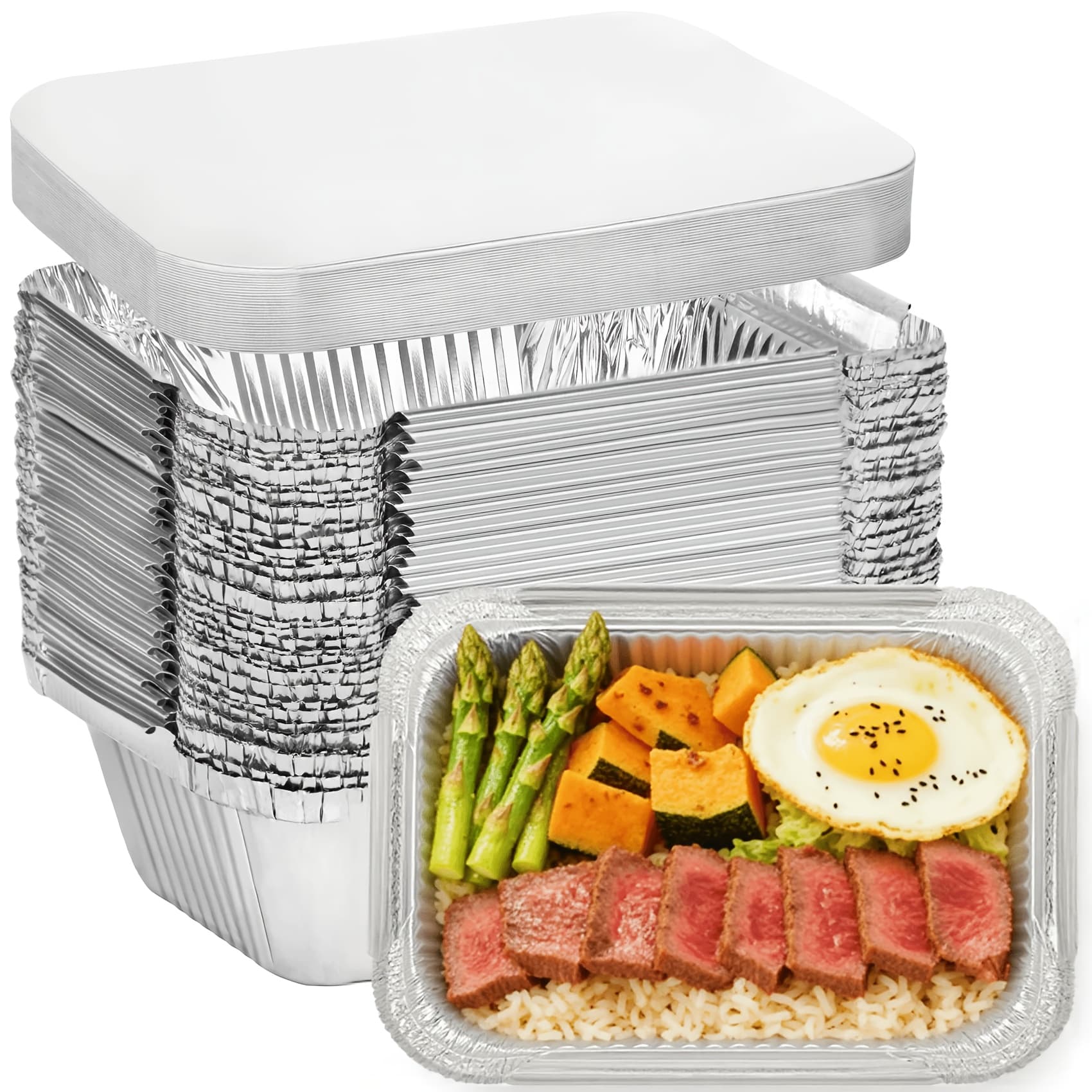 TEMU Aluminum Pots Disposable Foil 30pcs - Lidded Foil Pots 7.65*5.7 Inches - Disposable Food Containers, Suitable For Baking Cakes, Cooking, Heating, Storing, And Preparing Food
