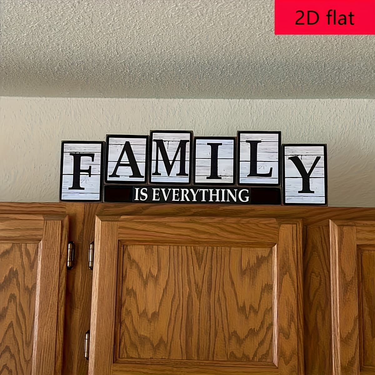 TEMU 2d Flat, 1pc Rustic Wooden-style Pvc Sign "" - 3d Block Letters, Beige & Black Wall Art For Home & Fireplace Decor, No Power Needed, Family Wall Decor, Fireplace Decoration, Decor, 2d Flat