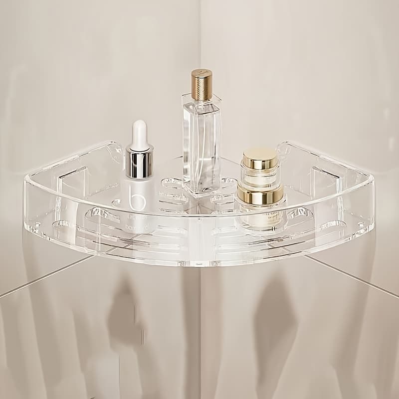 TEMU Bathroom, Kitchen, Corner Shelf, Toiletries Organizer, Wall-mounted Storage, No-drill Rack