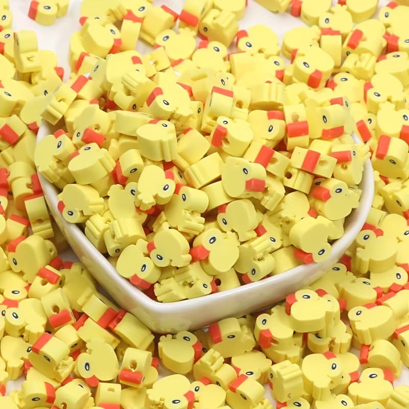 TEMU 100pcs Cute Yellow Duck Beads Polymer Clay Beads For Jewelry Making Diy Bracelet Necklace Earrings Craft Accessories